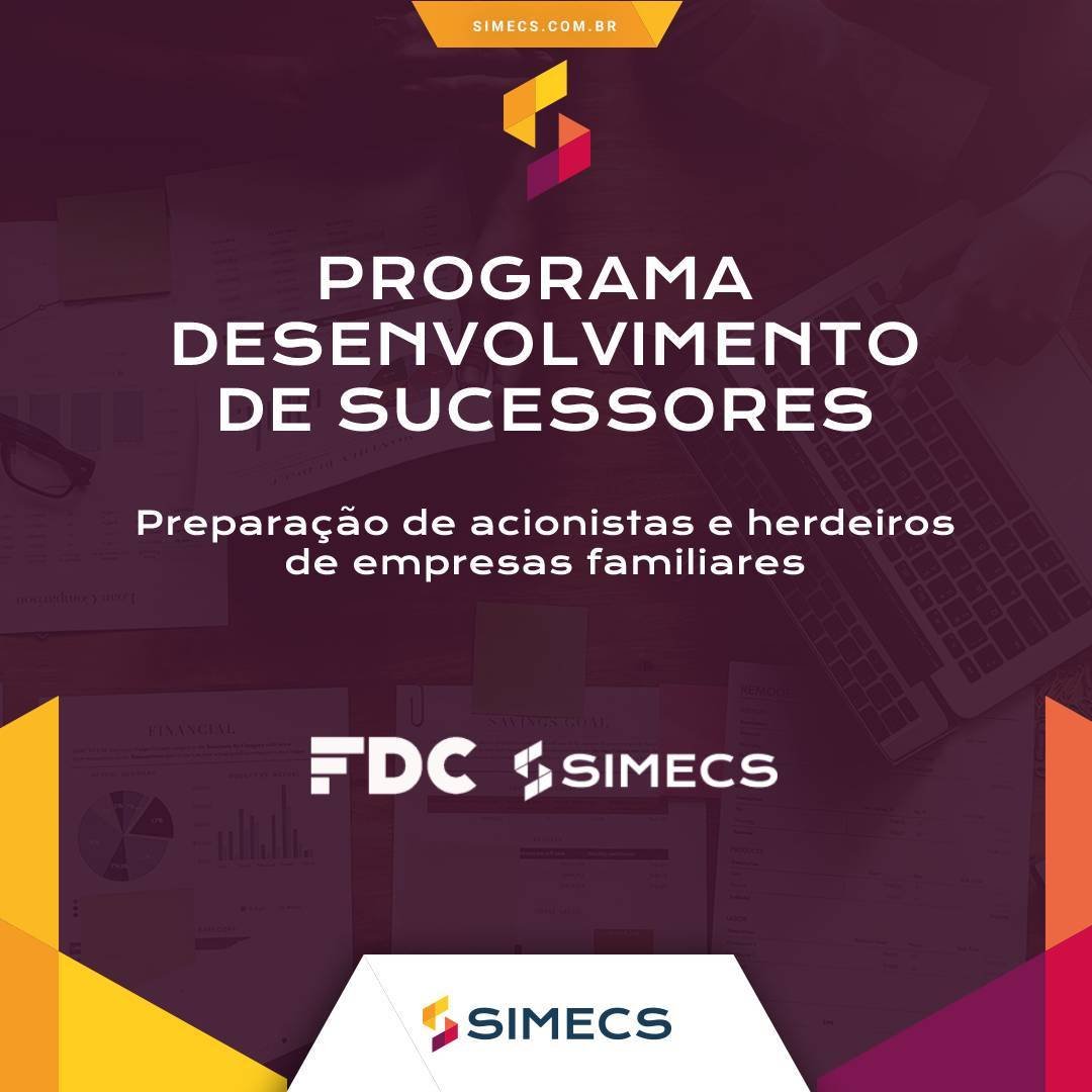 Imagem de divulgação de um curso de capacitação de sucessores de empresas do Simecs, de Caxias do Sul.