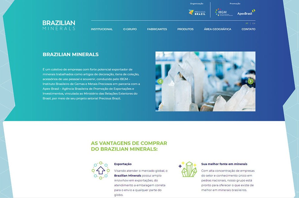 Quadrado - metade azul e metade branco com escritos sobre o projeto de indústrias associadas ao Sindipedras Imagem com informações do projeto com participação das associadas ao Sindipedras